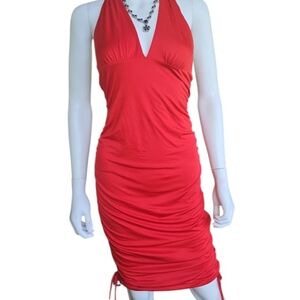 Elegant Red Halter Mini Dress